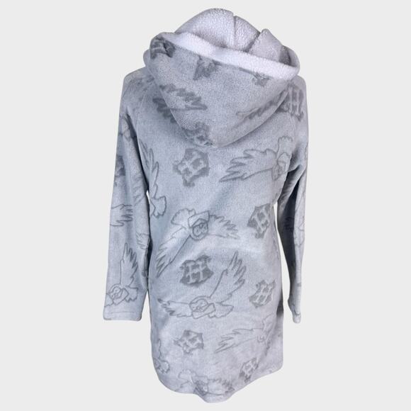 Wizarding World of Harry Potter Fleece Gray Hooded Nightgown Small Pocket Lounge - Picture 5 of 8
